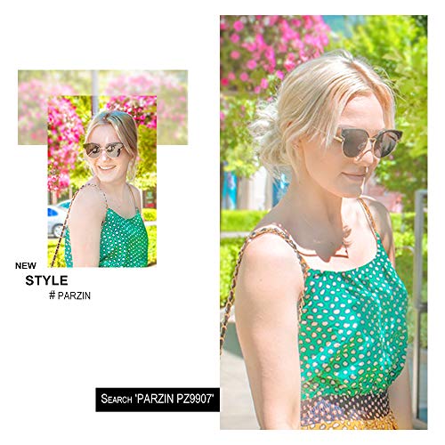 Parzin Retro Polarized Sunglasses Semi Rimless Women Cateye Eyewear Pz9907 #TOP4