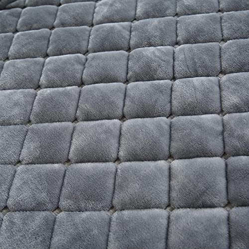 Couverture matelassée en coton et parure de lit double grise - 5