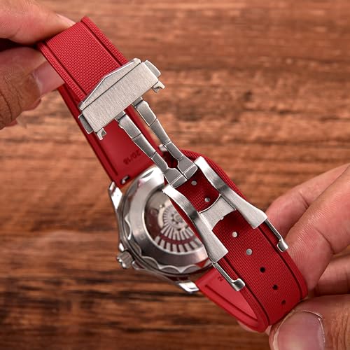 Image of WAMD Vector FKM Rubber Watch Strap 20mm 22mm - No Loop Deployment Clasp - Premium Fluoroelastomer Replacement Band.
