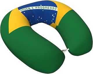 Travel Pillow Memory Foam Brazil Flag Head Neck Support Airplane Pillow for Traveling Car Home Office Travel