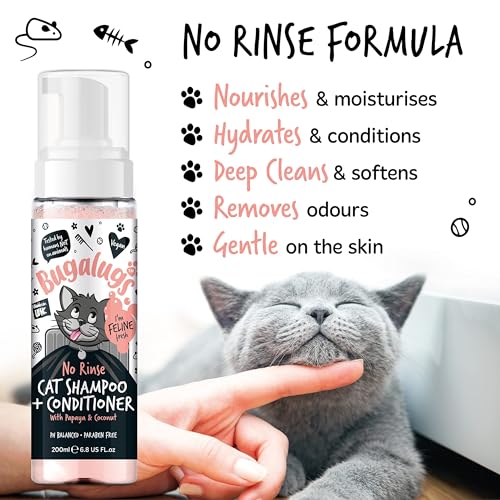 Bugalugs No Rinse Cat Shampoo & Conditioner with Papaya & Coconut. Brush through - Image 2