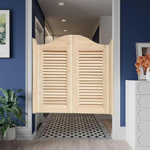 Puertas oscilantes de madera maciza, estilo salón con persianas para cafetería, bar, entrada de porche, decoración de interiores, sin terminar y personalizable