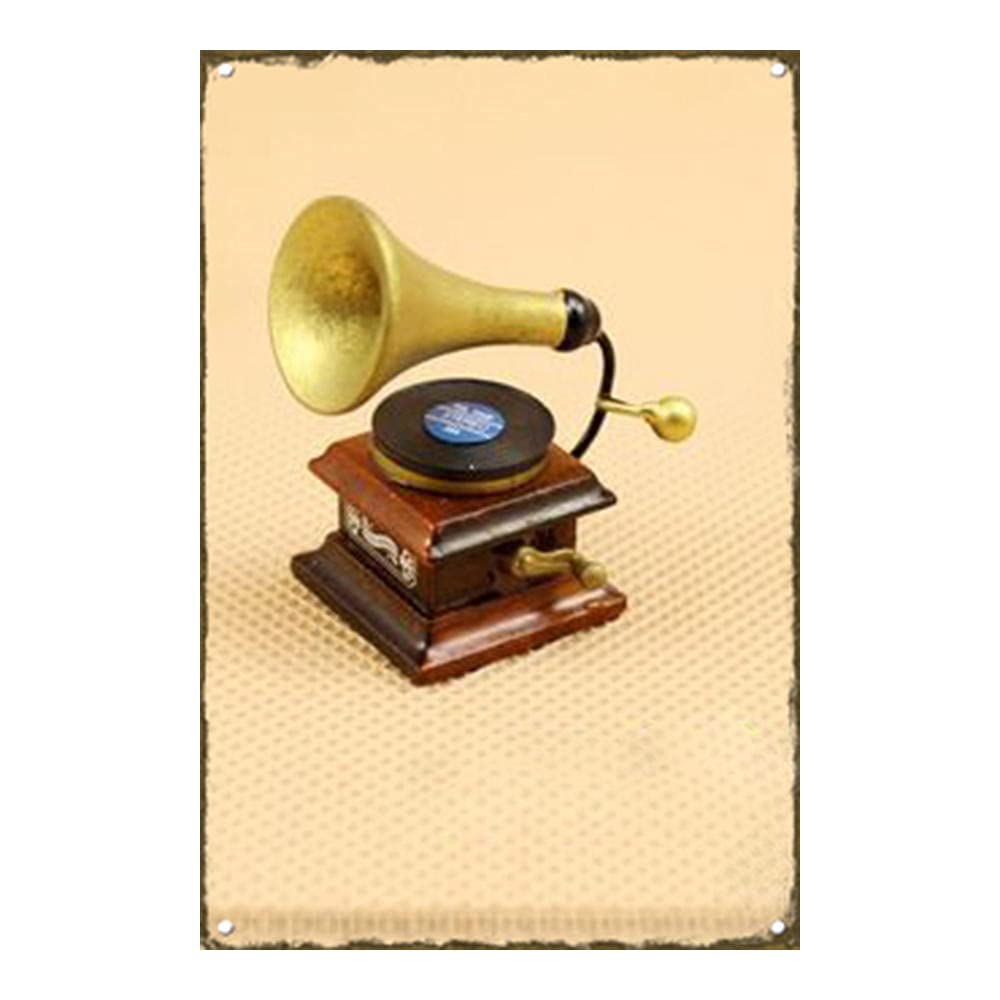 skygvvege Metal Signs Tin Poster Home Decor Pub Bar Club Vintage Wall Art Painting Plaque,Gramophone pattern