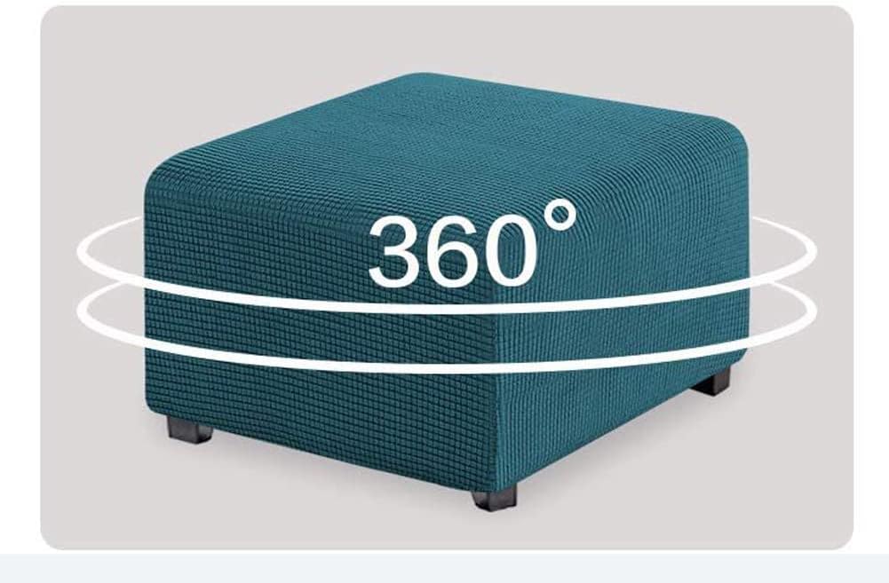 Footstools for Living Room Stretch Square Footstool Slipcover Storage Ottoman Chair Covers Sofa Foot Stool Cover Non Slip Footrest Protector with Elastic Bottom