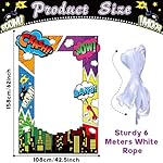 Fabric Comic Hero Photo Prop Hero Birthday Party Decor Hero Comic Book Photo Booth Frame Hero Them Party Banner Backdrop Colorful Comic Hero Background for Kids Birthday Party Supplies 62x43inch - Image 2