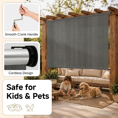 Hestia Outdoor Roller Shades for Patio,Grey,108" W x 96" H by HESTIA - Used condition - Image 6