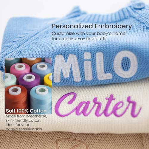 100% Cotton Baby Romper Set with Personalized Embroidery | Newborn Outfit (0-1M), 12 Colors | Soft, Comfortable & Perfect for Gifts3