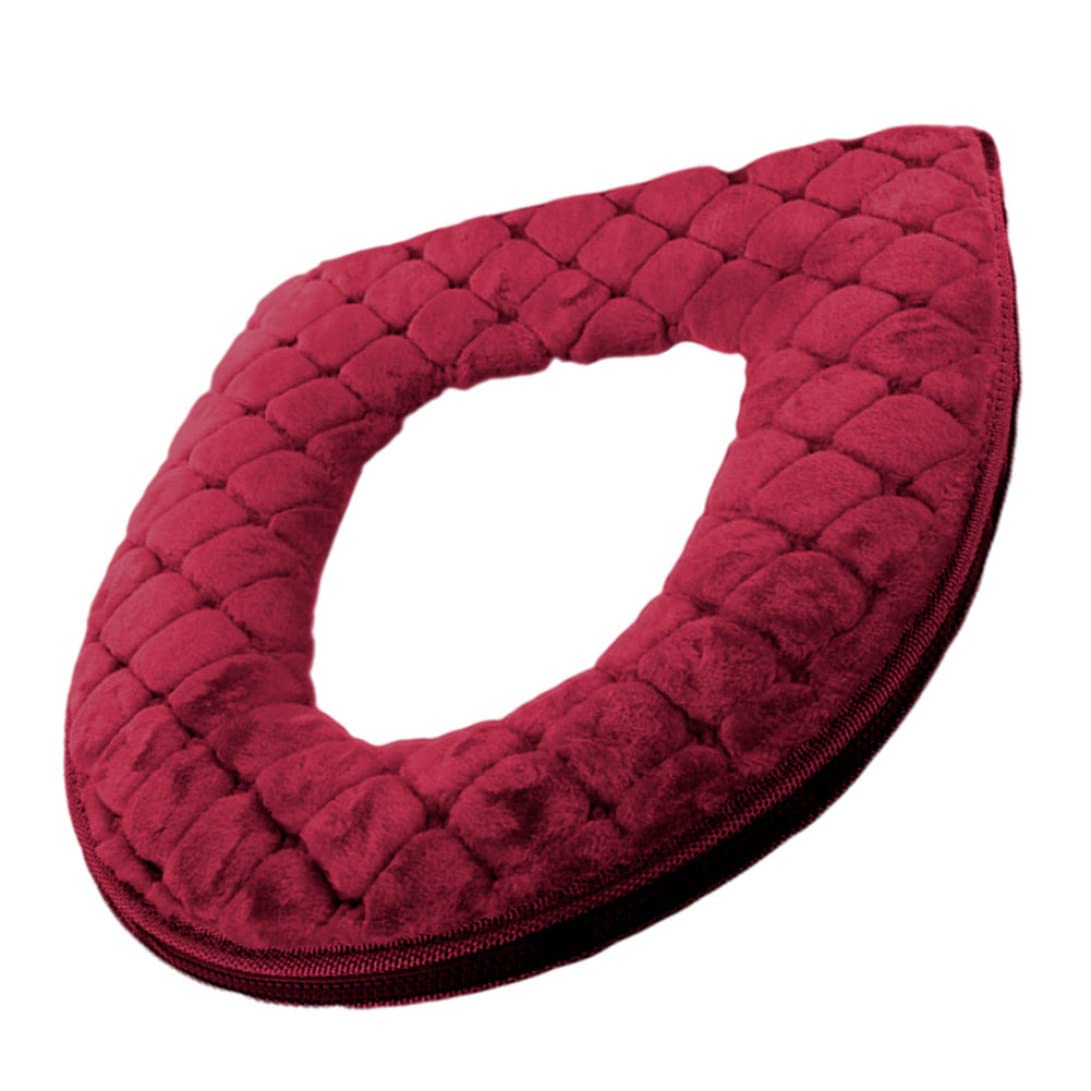 Toilet Seat Cover Soft Toilet Seat Cushion Warmer Washable Cover Pads with Zipper Red Cushion