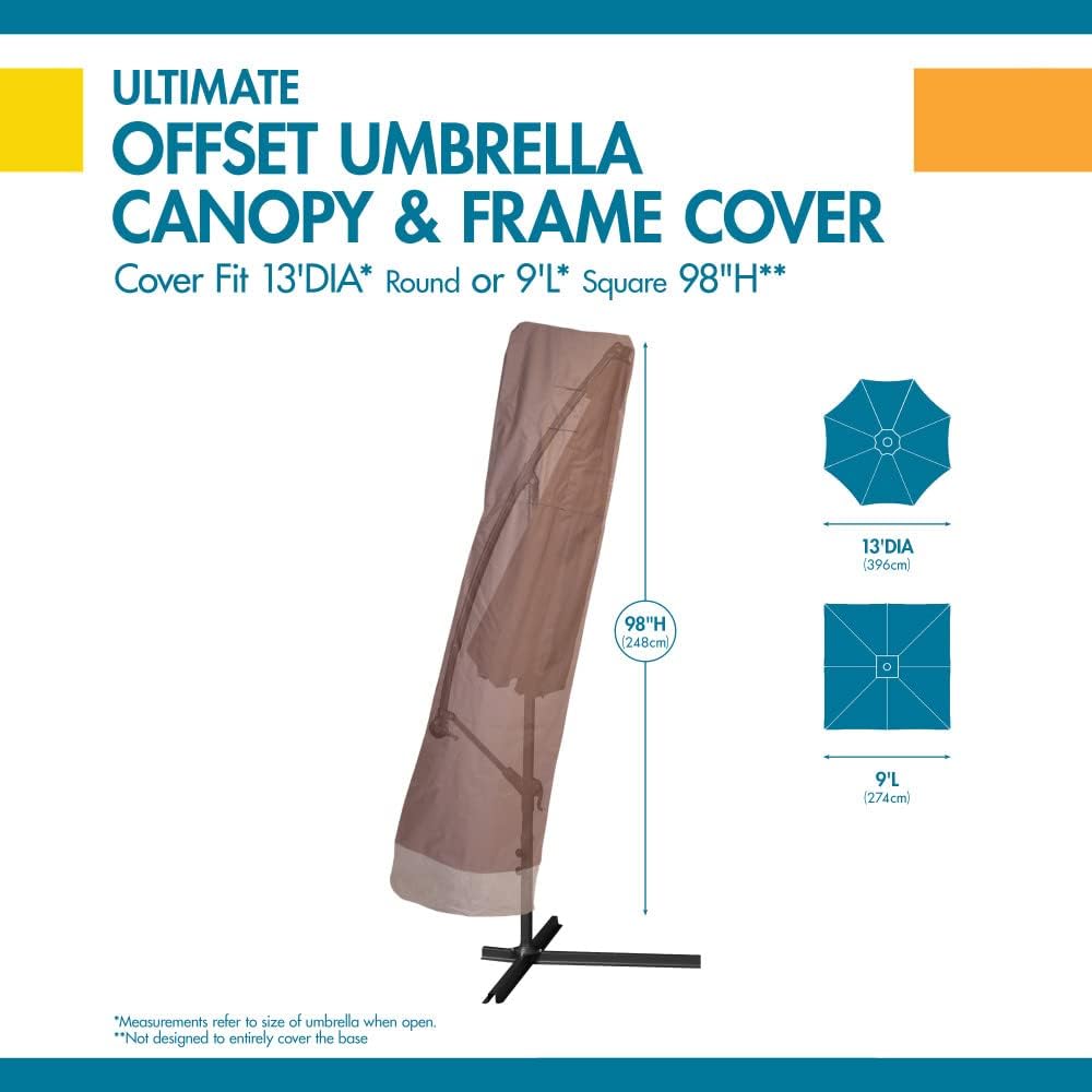 DUCKCOVERS Ultimate Waterproof 101 Inch Patio Offset Umbrella Cover with Integrated Installation Pole, Patio Furniture Covers