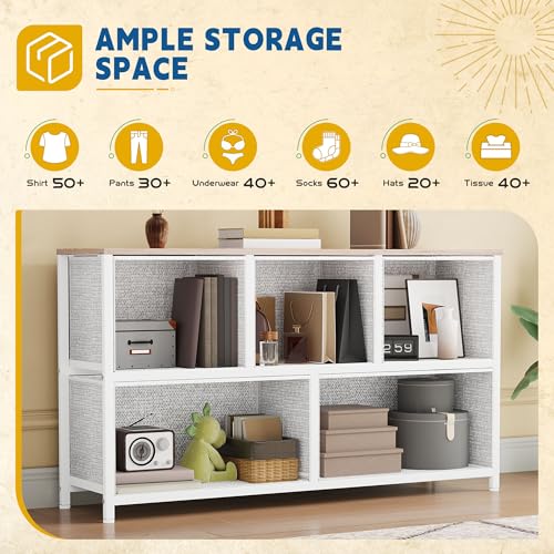image for DWVO 5 Dresser for Bedroom, Storage Dresser with 5 Drawers, Wide Stora
