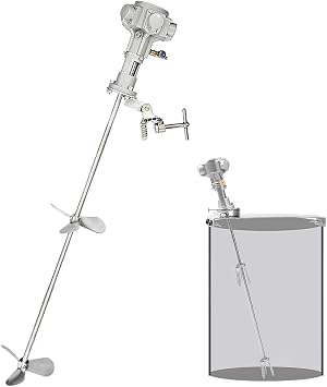 100 Gallon Pneumatic Bracket Mixer, 1/2 Tank Barrel Air Agitator Stirring Machine with Stainless Steel Blade, Mixing Capacity 0-400L and Speed 50-1400 RPM, for Factory, Industry