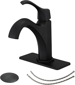 Single Handle Bathroom Faucet, Brass, Matte Black