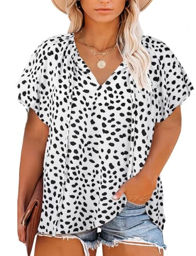 Halife Womens Flutter Sleeve Tops and Blouses Plus Size Floral Boho Blouses Black White XXL