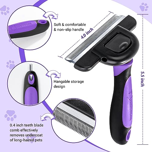 Image of MIU COLOR Long Hair Pet Grooming Brush for Medium & Large Dogs &Cats,Purple | Safe and Comfortable Deshedding Tool,Effectively Reduces Shedding by up to 95% for Pet Hair