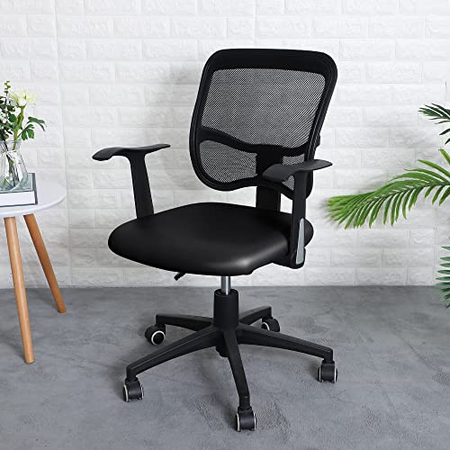 Image of FORCHEER Office Chair Seat Cover Stretchable PU Black Computer Chair Slipcover for Desk Chairs Seat