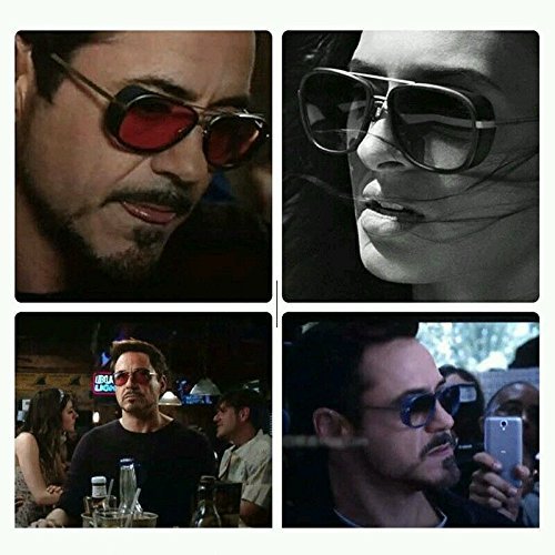 TONY STARK Unisex Aviator Sunglasses Retro style Gold Frame, Red Lens - Pack of 1 - Image 3