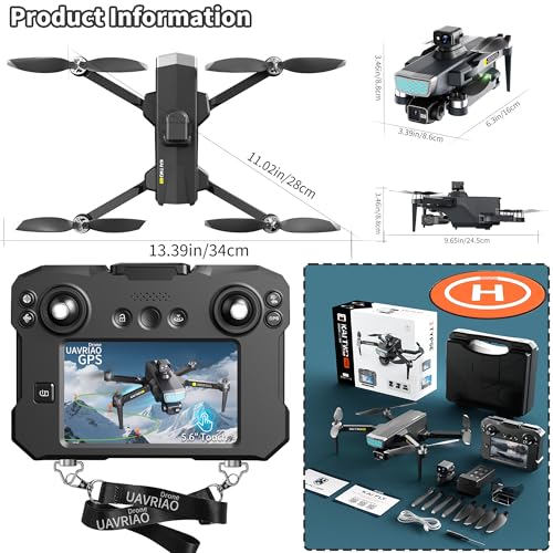 5.6” Touch Screen Drone with 3-Axis Gimbal & 4K Camera, 5G FPV Transmission, GPS Auto Return, 360° Obstacle Avoidance, 7-Level Wind Resistance, 30 Mins Flight, Professional Aerial Photography Quadcopter for Adults - Image 3
