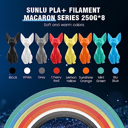 Image of SUNLU PLA+ Filament Bundle, Christmas Gift, 3D Printer Filament Bundle Multicolor, Fit Bambu Labs Printer, Black+White+Grey+Mintgreen+Yellow+Orange+Red+Blue
