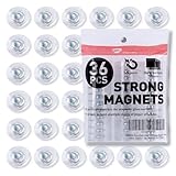 TOWON Rare Earth Magnets Large, Strong Magnets for Glass Whiteboard and Dry Erase Board, 36 Pieces Round Clear