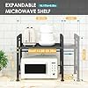 DOLALIKE Microwave Oven Rack, Expandable Microwave Stand Countertop Kitchen Utensils Tableware Storage, Carbon Steel Over Microwave Shelf Countertop with 3 Hooks #4
