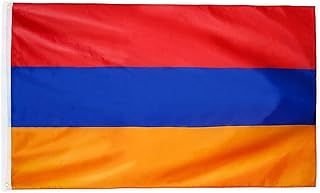 علم ارمينيا (120 × 180 سم) - جانب واحد مع رؤية كلا الجانبين - مع حبال او حلقات نحاسية للطيران - للاستخدام الداخلي والخارجي - علم ارمينيا للاستخدام الداخلي والخارجي