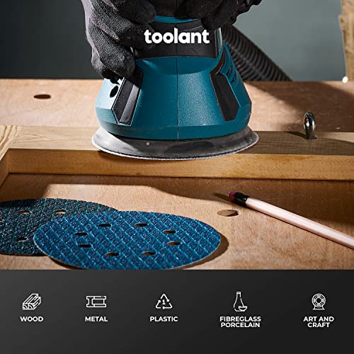 50Pcs Diamond Shape 5 Inch Sanding Disc, Revolutionary Patent Assorted 8 Hole Hook And Loop Sanding Discs For Random Disc Sanders & Orbital Sanders (60-400 Grit) By Toolant #TOP5