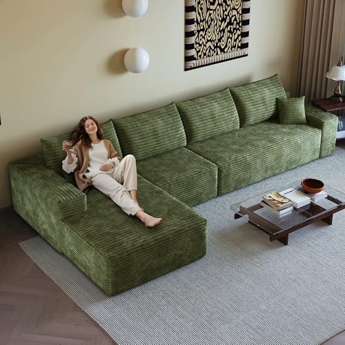 Image of 96 inch Sectional Couches for Living Room Cloud Couch Sofa with L-Shape Upholstered Boneless Couchs Modern Modular Sectional Couch with Chaise