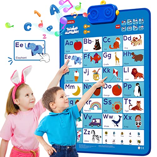 beiens Interactive Learning & Education Toys, ABC 123 Electronic Talking Poster Alphabet Wall Chart for Toddler Kids 2 3 4 5 Year Old Girls Boys Birthday Gifts, Preschool Learning Activities