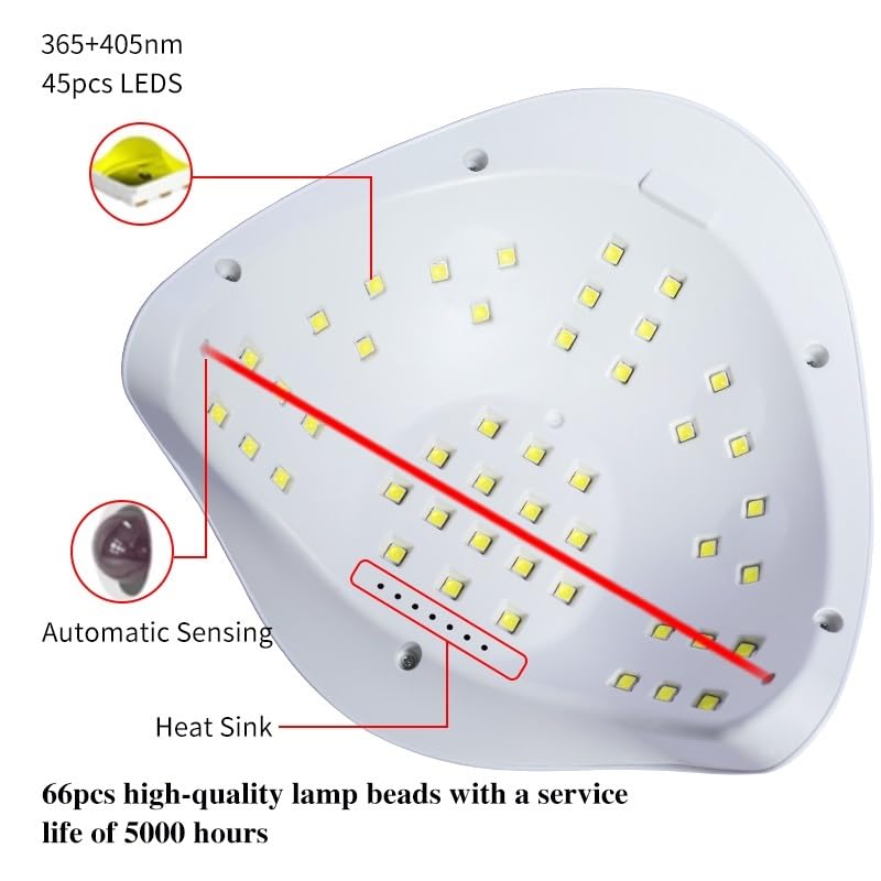 Lampada for asciugatura unghie portatile, 120/80W, for la polimerizzazione di tutti gli smalti in gel, con luce LED UV intelligente(1)