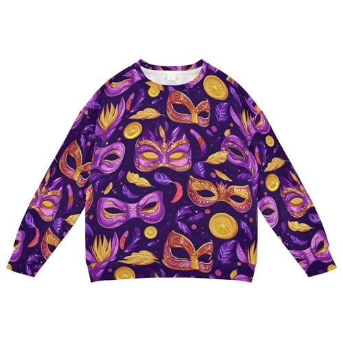 JUNZAN Mardi Gras Carnival Coin Big Girls Hooded Sweatshirt Fleece Hoodies for Girls Sports 4T