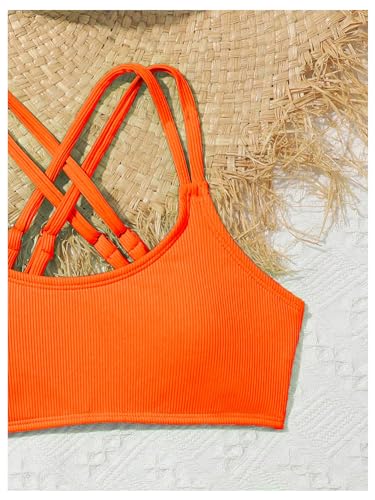 Image of Milumia Girl's 2 Piece Swimsuits Criss Cross Spaghetti Strap Bikini Sets Beachwear Bathing Suit