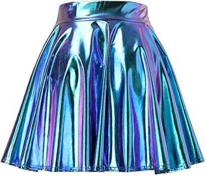 Jupe Courte Style Danse Années 80 Mini Jupe Plissée Métallisée Brillante - Tulle élastique Femme - Danse Et Fête Jupe Plissée Brillante Pour Soirée