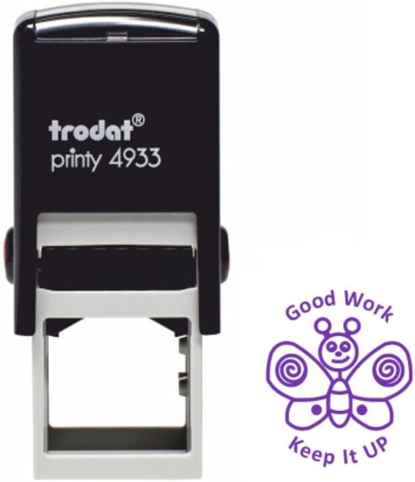 Trodat Printy 4933 Teacher Stamp "Good Work – Keep It Up" – Self Inking, Purple Ink 61689,Black,23mm x 23 mm