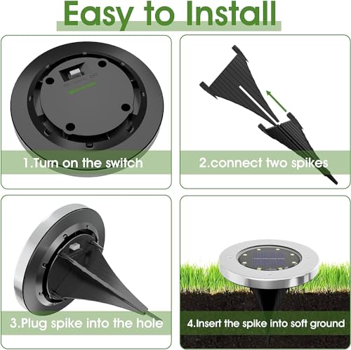 INCX 4.6 inch Solar Lights for Outside, 4 Pack Solar Light Outdoor Waterproof, Garden Lights Landscape Lighting for Lawn Yard Deck Driveway Walkway White by INCX - Image 5
