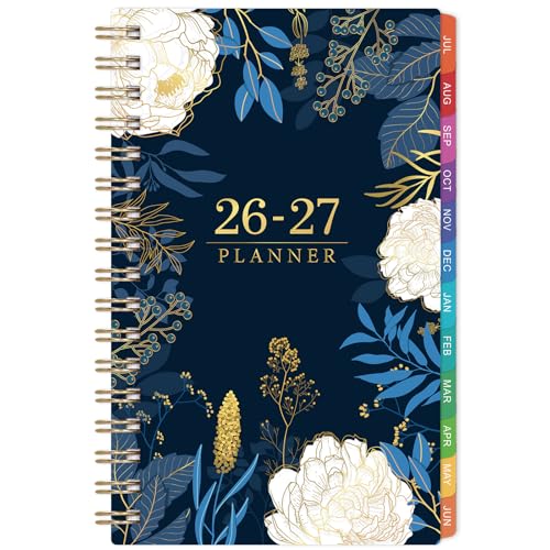 Pocket Planner 2026-2027 - Pocket Calendar 2026-2027 for Purse, JULY 2026 - JUNE 2027, 6.77” x 4.13”, Weekly and Monthly Pocket Planner with Colorful Tabs, Double-side Back Pocket, Holidays, Waterproof Cover