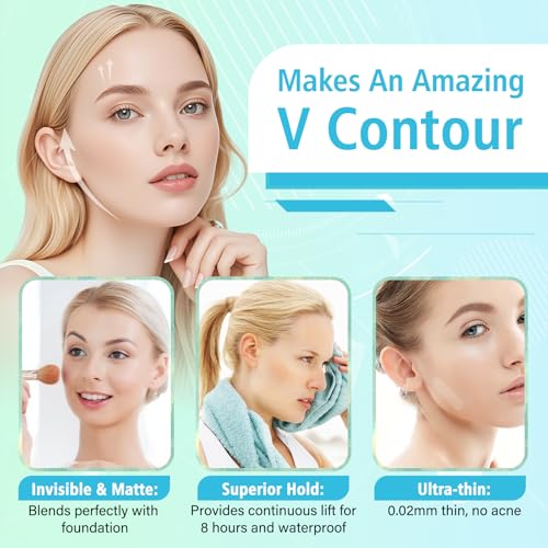 KOSOBO Face Lift Tape,Face Neck Tape Lifting Invisible,168 pcs Instant Facelift Tape for Facial,Turkey Neck Jowls,Eyes Loose Skin,Double Chin,Wrinkles,Sagging Skin Tightening,V-Edge Face Necks Less Strip