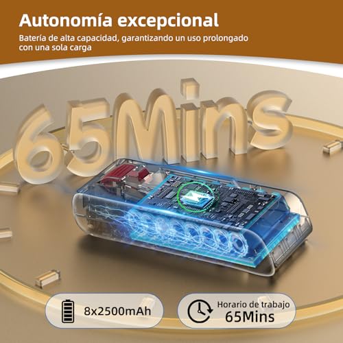 Infaebo Aspiradora sin Cable, 48000 Pa/550 W/70 Minutos, con Pantalla LED y Cepillo antienredos, Aspirador Escoba Ideal para Pelo de Mascota/Alfombra/Suelo Oro - imagen 6