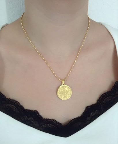 Miniatura 2 de Saint Benedict Medal Stainless Steel Mother of Pearl 17 Inches Ball Chain