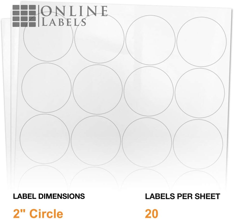 Buy 2 Inch White Gloss Round Labels - Pack of 200 Circle ...