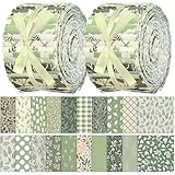 Hosuly 40 Pcs Spring Sage Green Fabric Greenery Fabric for Rug Quilting Roll 2.55 Inch Forest Sage Leaf Quilting Strips Precut Bundle Roll for Blanket Upholstery Purse Making DIY Craft Sewing