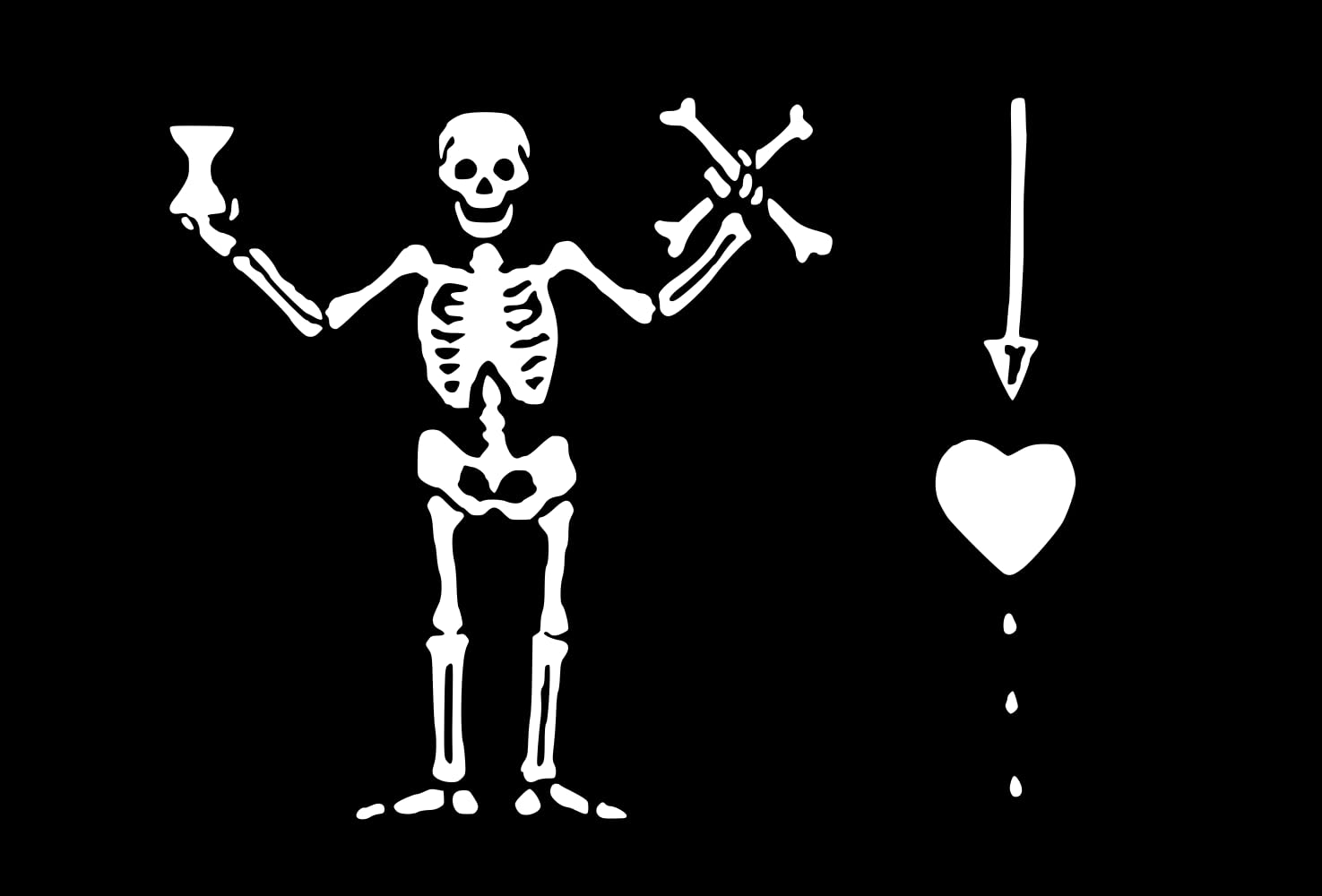 Drapeau Bartholomew Roberts pirate en tissu haute qualite finition haut de gamme