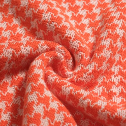 OXKNIT Polo para Hombre de Punto Manga Corta Retro Clásico Patrón Naranja y Beige Camisa de Golf con Botón Cuadrante miniatura 2