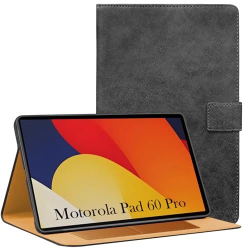 Image of Jkobi Flip Cover Folio Cover for Motorola Moto Pad 60 Pro 12.7 Inch (PU Leather | Multi-Angle Smart Stand | Card Storage Slots | Silicone Back Pouch)