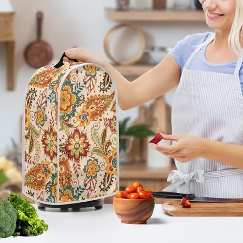 Image of Talayituse Paisley Flower Print Blender Dust Cover, Fingerprint Protection Cover for Stand Mixer or Coffee Machine, Home Kitchen Appliance Covers for Stain Dust Resistant Supplies