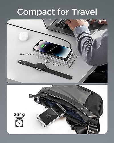 Hohosb Magnetic Charging Station, 3 in 1 Foldable Zinc Alloy Wireless Charger Stand[Compatible with Magsafe Charger] for iPhone 15/14/13/12 Series, AirPods Pro/3/2,Apple Watch/iWatch-Black