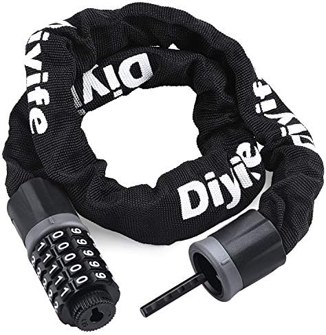 Diyife Bike Lock Heavy Duty, [6mm x 90cm] Anti-Theft High Security Chain Lock, Weatherproof 5-Digit Resettable Combination Bicycle Lock, Best for Motorcycle, Scooter, Bicycle, Door, Fence