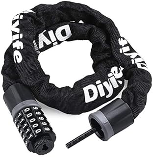 Diyife Bike Lock Heavy Duty, [6mm x 90cm] Anti-Theft High Security Chain Lock, Weatherproof 5-Digit Resettable Combination Bicycle Lock, Best for Motorcycle, Scooter, Bicycle, Door, Fence