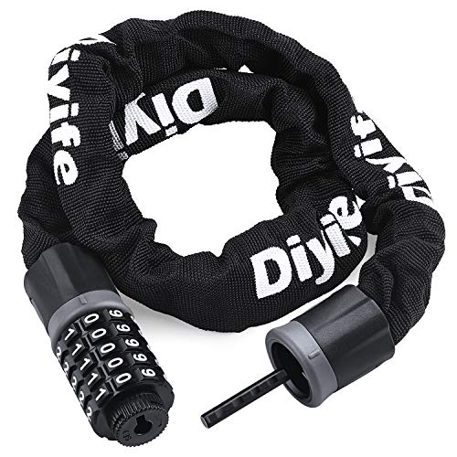 Bicycle Chain Lock,[Update Version] Diyife Heavy Duty Bike Locks, Bike Lock Waterproof 5-Digit Resettable Combination Anti-Theft Bicycle Lock for Bicycle, Motorcycle, Fits Indoor & Outdoors Use
