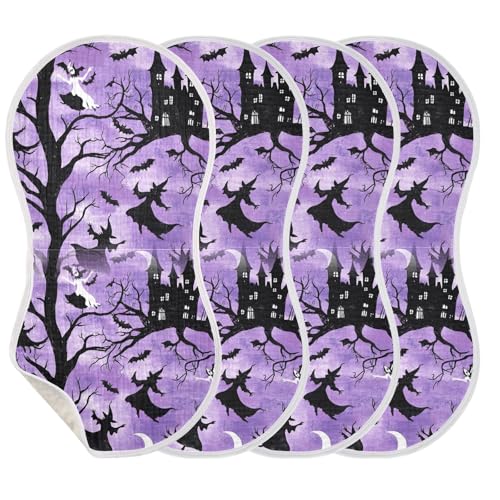 Muslin Burp Cloth for Baby 2PCS Halloween Witch Super Absorbent Burping Cloths, Bibs for Newborn Boys Girls3