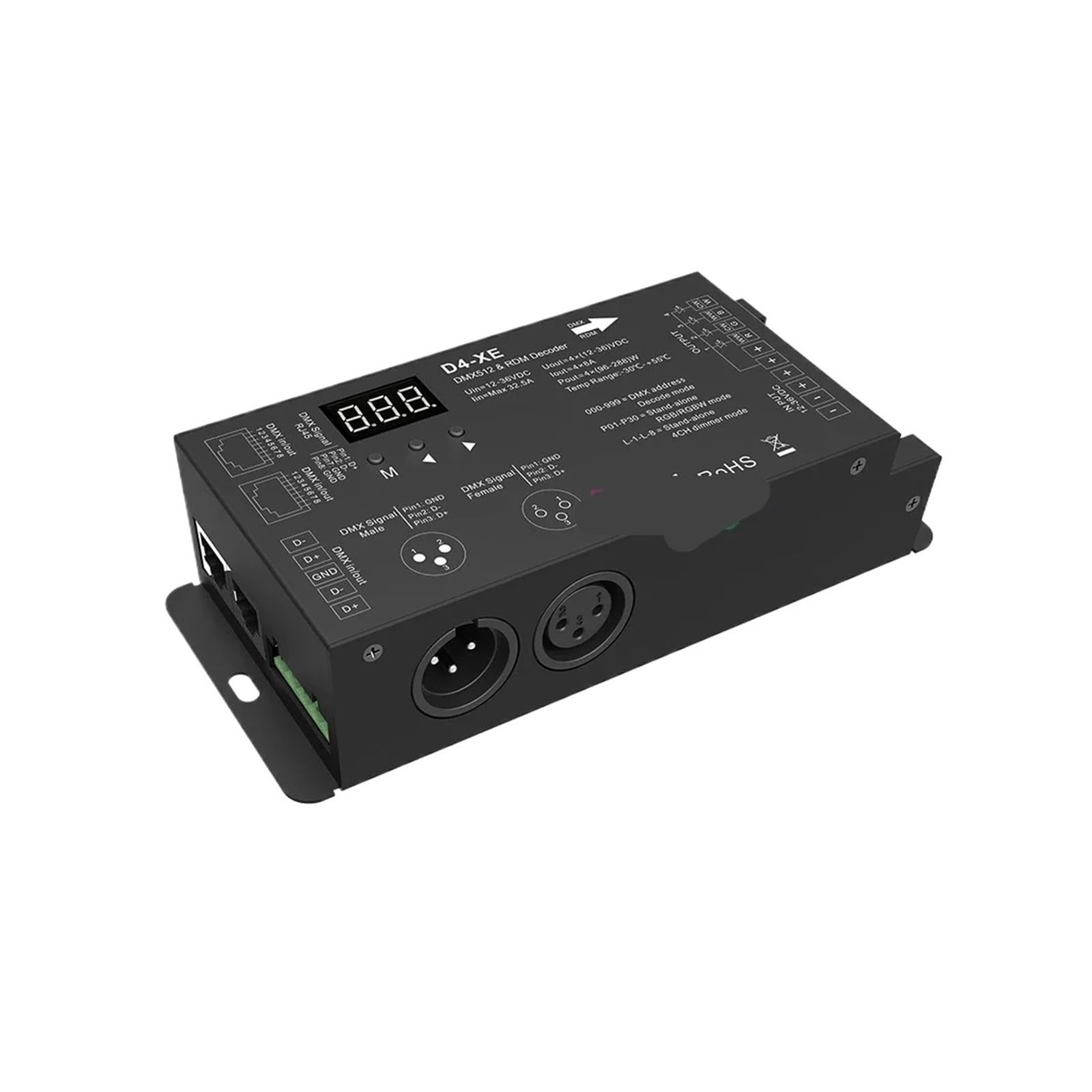 Décodeur DMX 512 LED 4CH D4-XE 12V 24V 36V pour ruban RGBW
